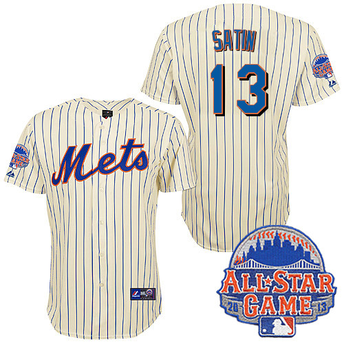 Josh Satin #13 Youth Baseball Jersey-New York Mets Authentic All Star White MLB Jersey